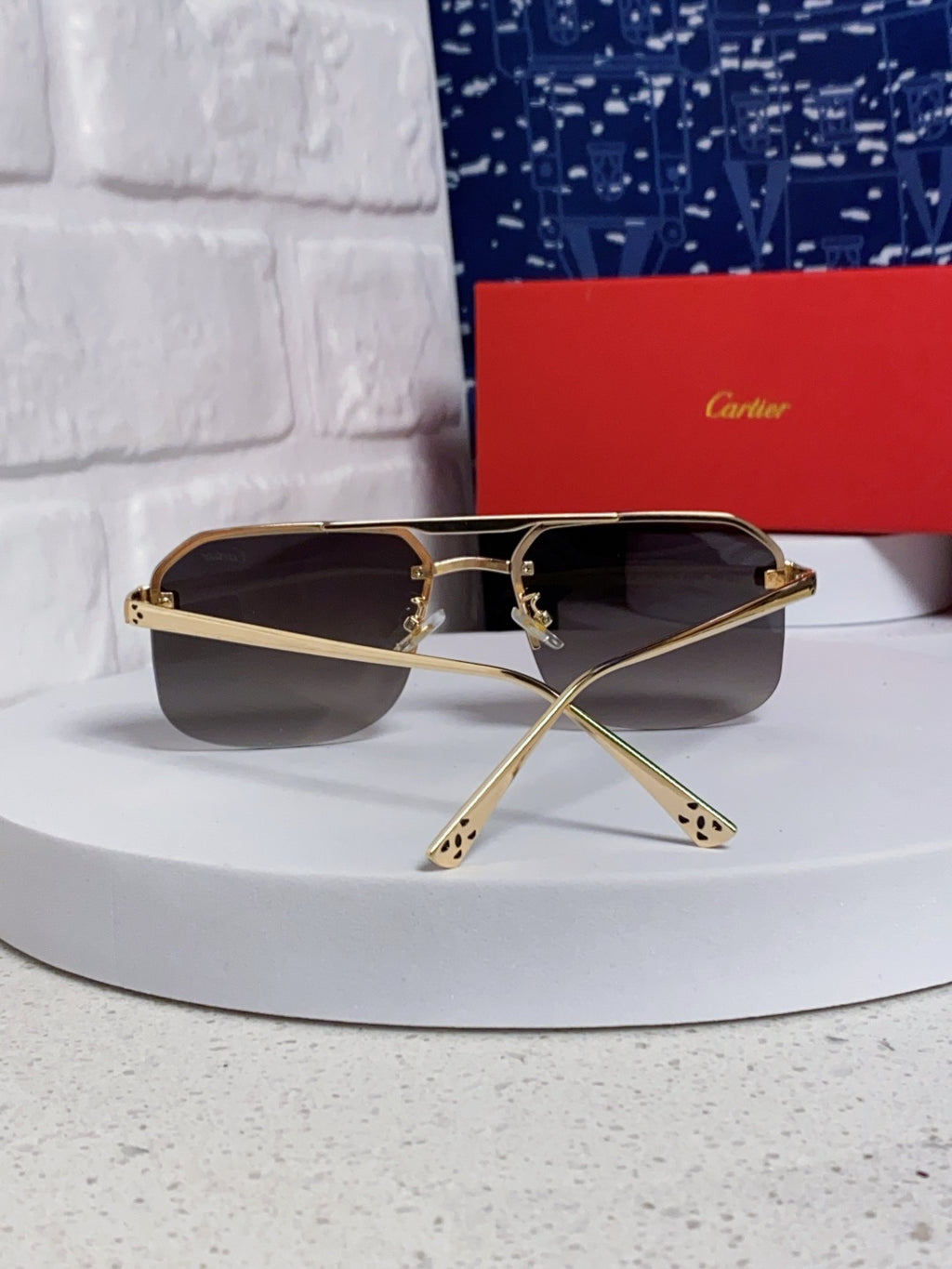 Cartier Metal Square Silver Lens Sunglasses for Men & Women - 158516 - detail image 3