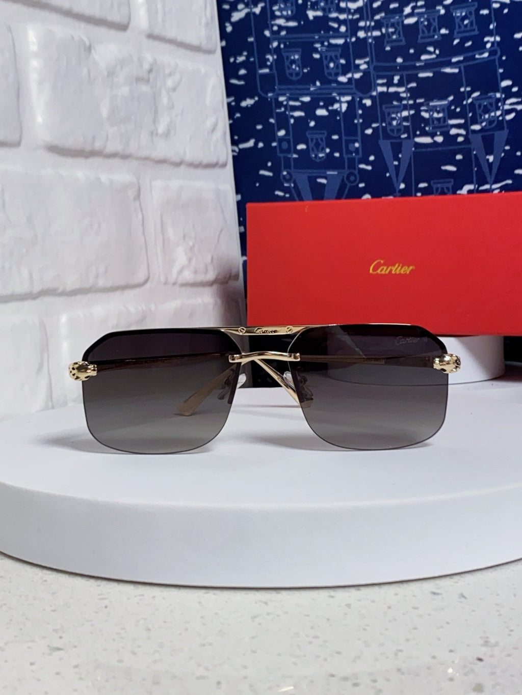 Cartier Metal Square Silver Lens Sunglasses for Men & Women - 399005 - detail image 2