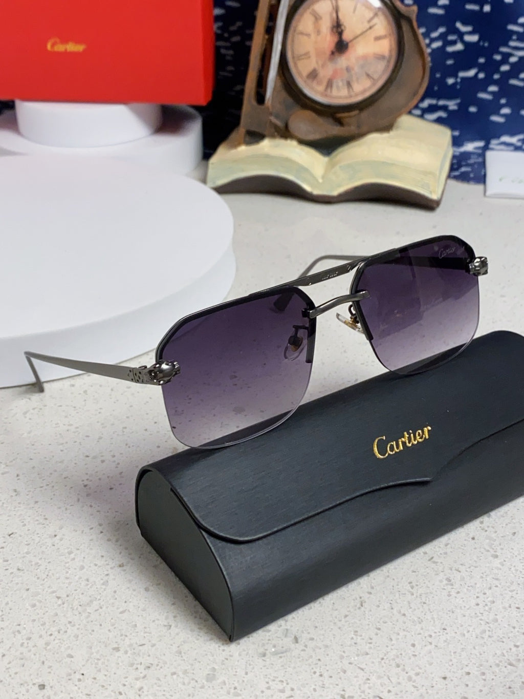 Cartier Metal Square Silver Lens Sunglasses for Men & Women - 158520 - detail image 10