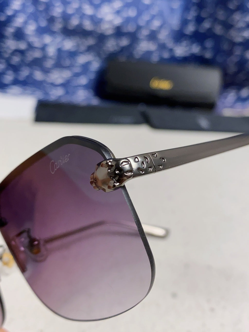 Cartier Metal Square Silver Lens Sunglasses for Men & Women - 399009 - detail image 7