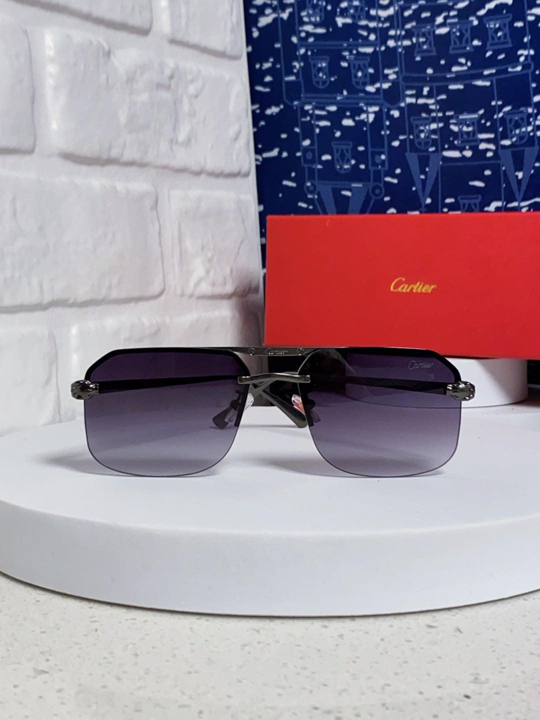Cartier Metal Square Silver Lens Sunglasses for Men & Women - 399009 - detail image 2