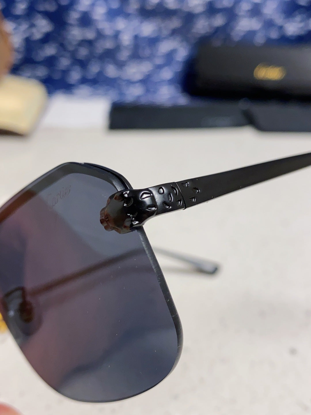 Cartier Metal Square Black Lens Sunglasses for Men & Women - 158521 - detail image 7