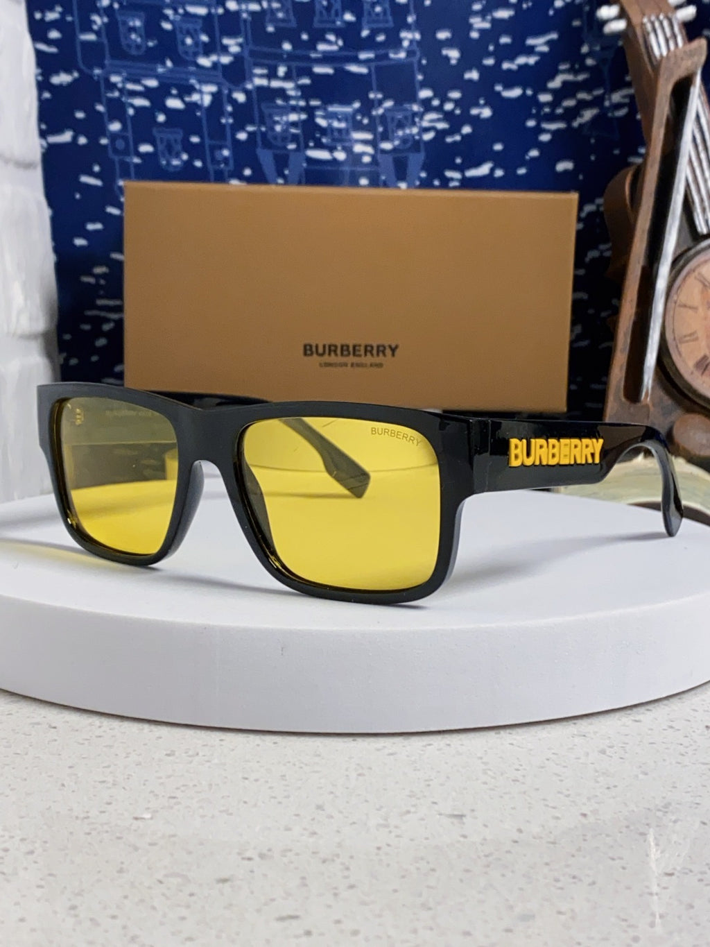 Burberry Polarized Square Yellow Lens Sunglasses for Men & Women - 416048