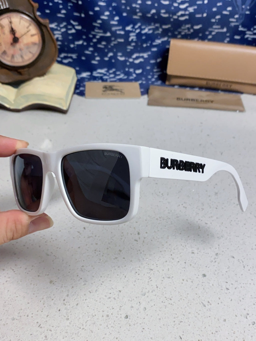 Burberry Polarized Square Silver Lens Sunglasses for Men & Women - 416053 - detail image 6