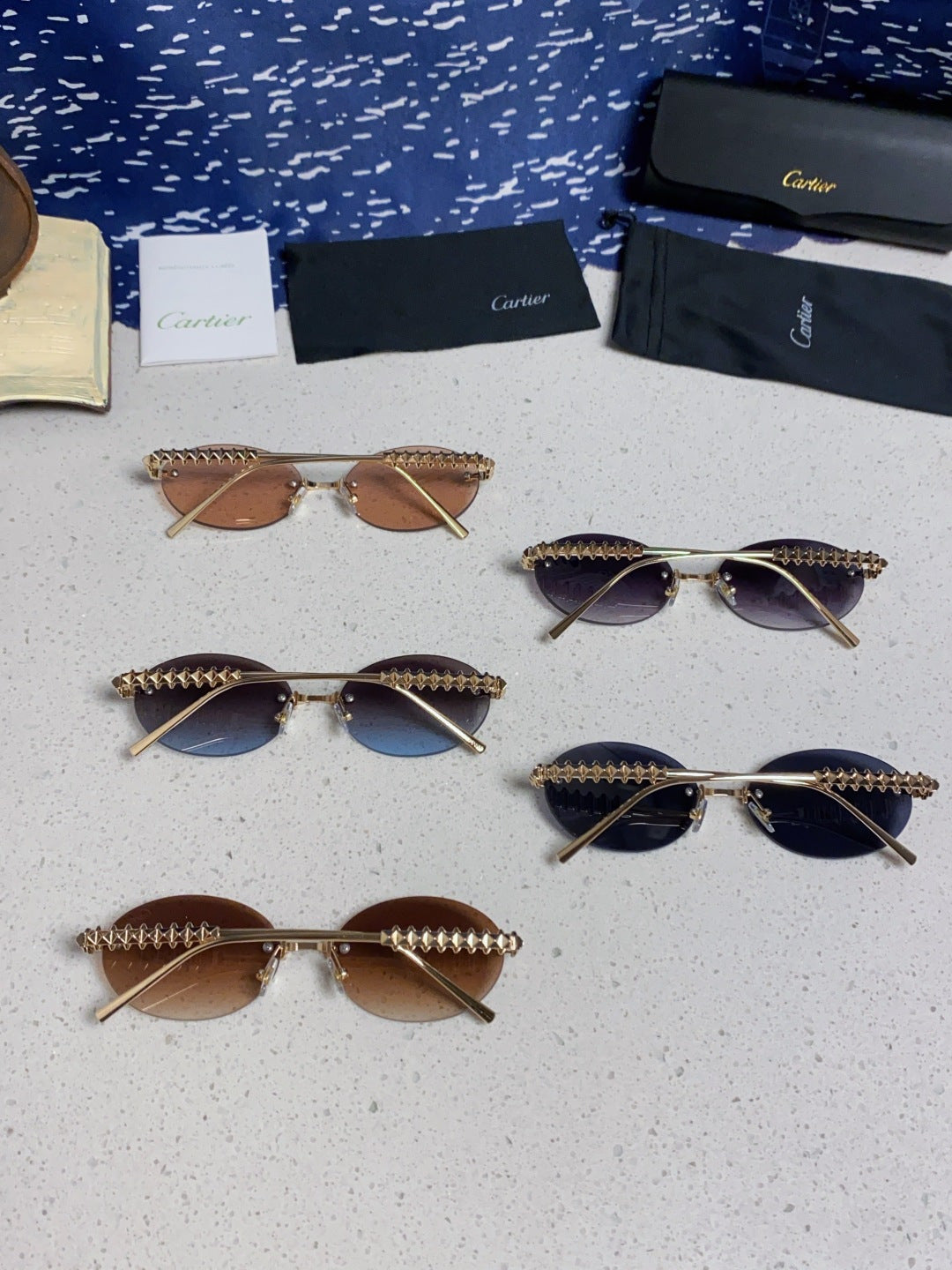Cartier Lightweight Rimless Silver Lens Sunglasses for Men & Women - 449429 - detail image 11