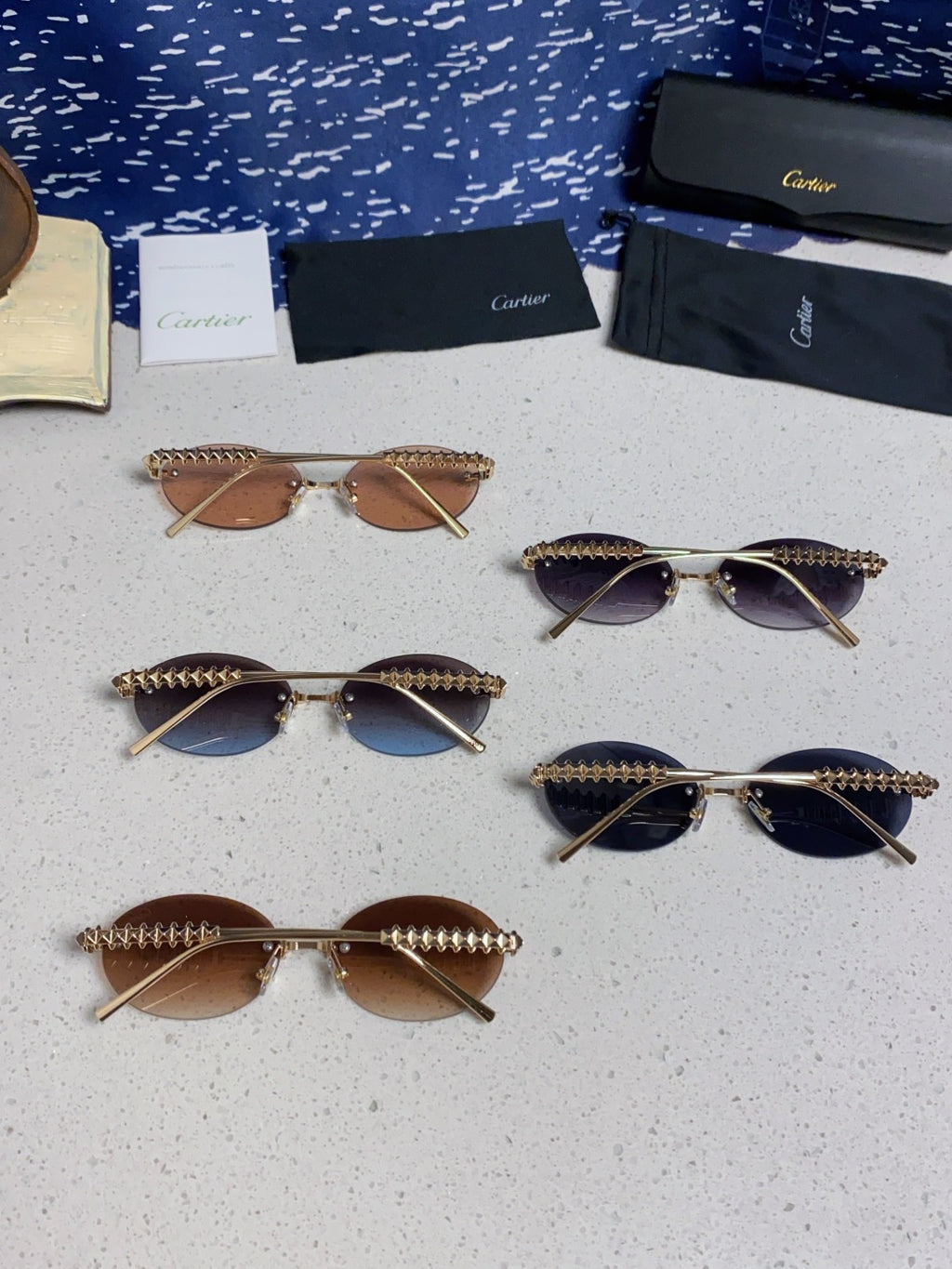 Cartier Lightweight Rimless Silver Lens Sunglasses for Men & Women - 415839 - detail image 11