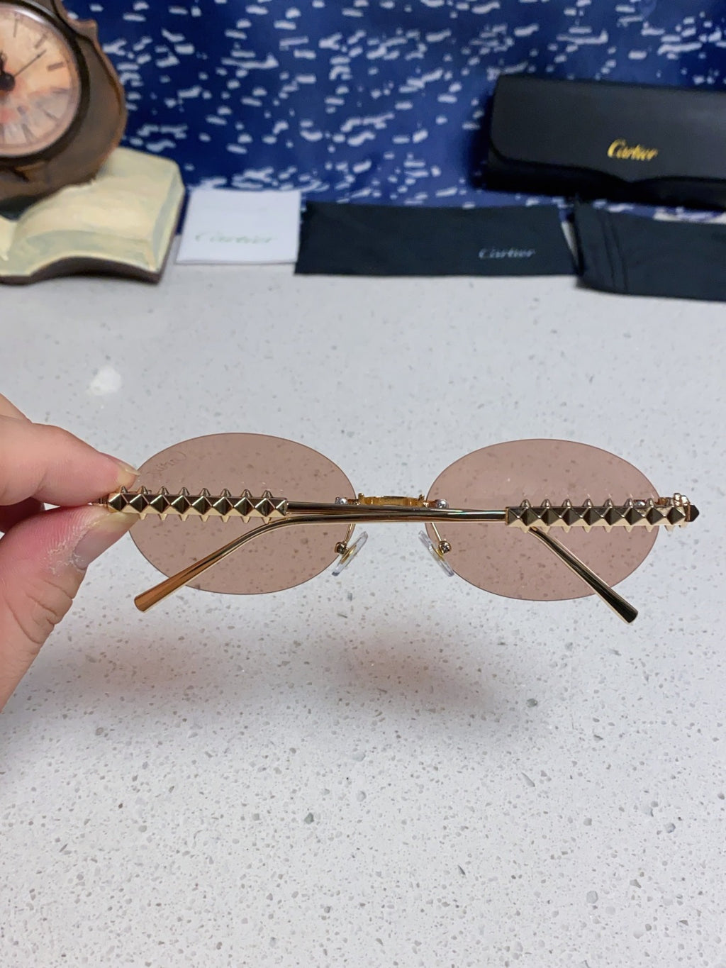Cartier Lightweight Rimless Silver Lens Sunglasses for Men & Women - 415836 - detail image 5