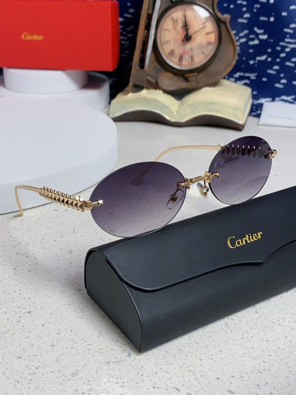 Cartier Lightweight Rimless Silver Lens Sunglasses for Men & Women - 415839 - detail image 10