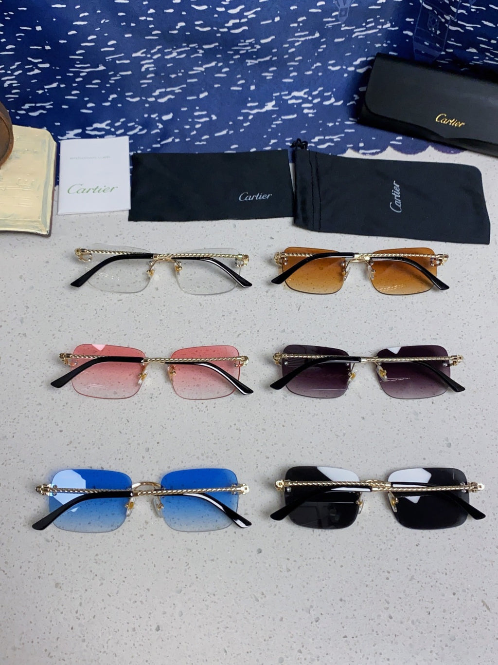 Cartier Lightweight Rimless Silver Lens Sunglasses for Men & Women - 449433 - detail image 11