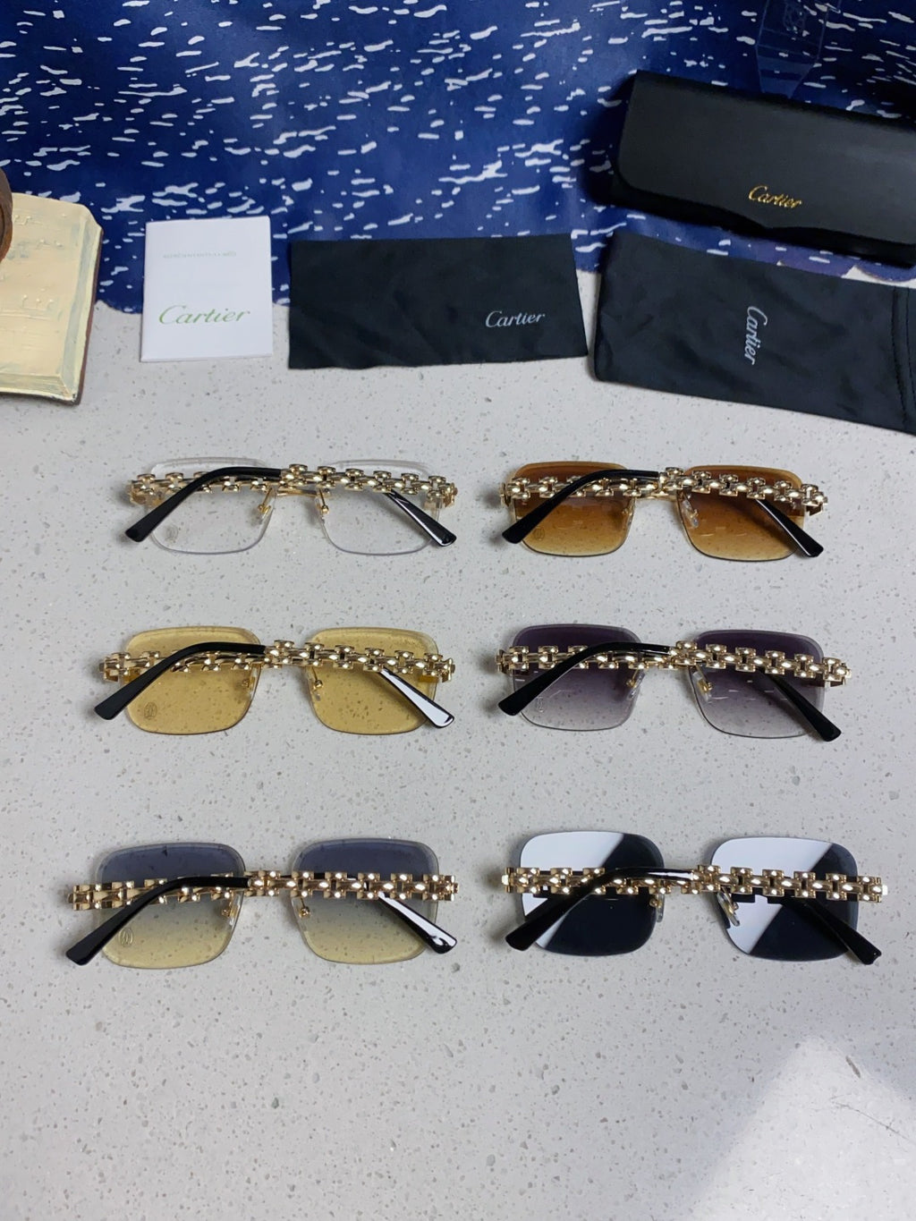 Cartier Lightweight Rimless Silver Lens Sunglasses for Men & Women - 493658 - detail image 11