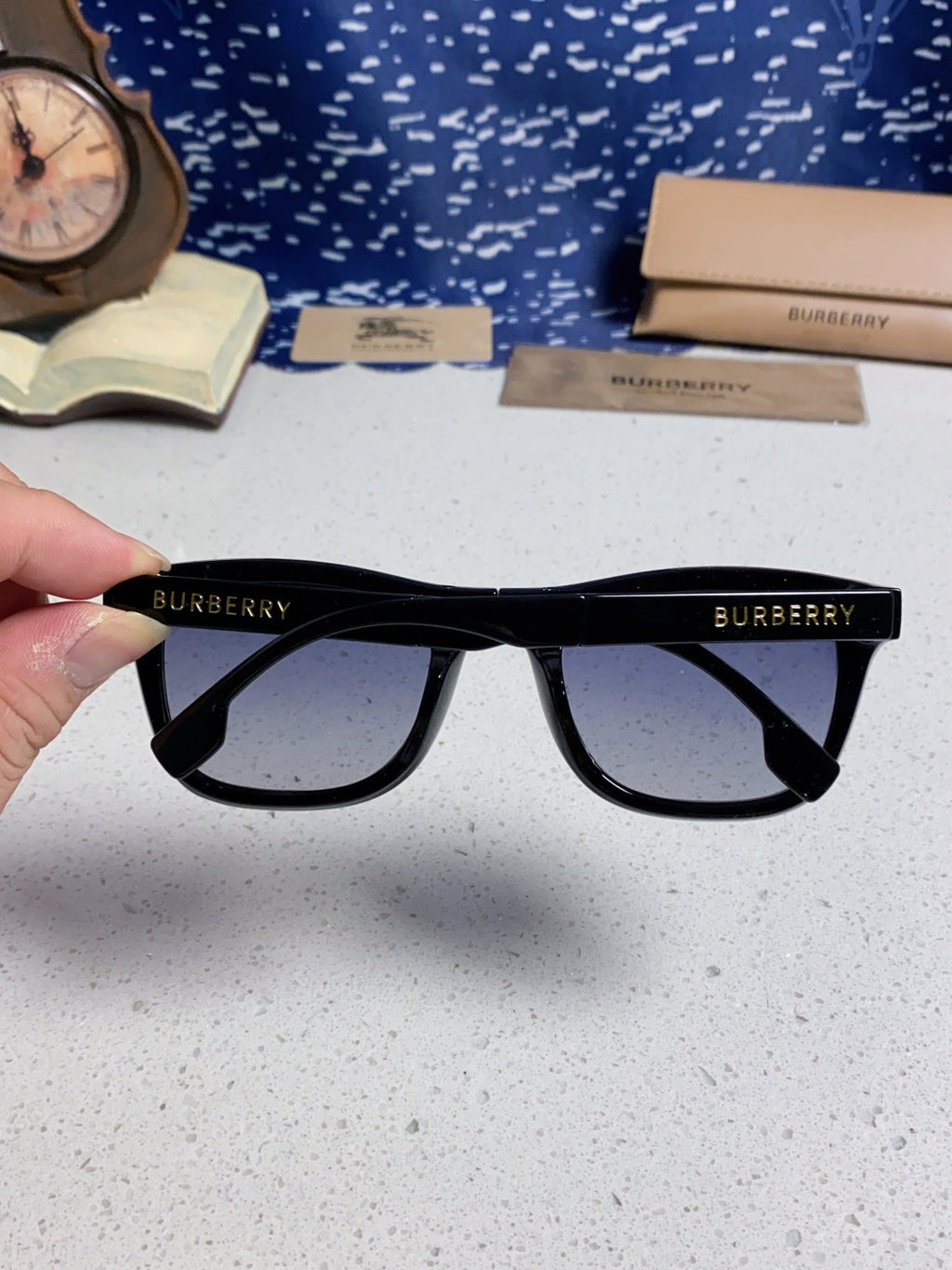 Burberry Folding Fashion Silver Lens Sunglasses for Men & Women - detail image 5