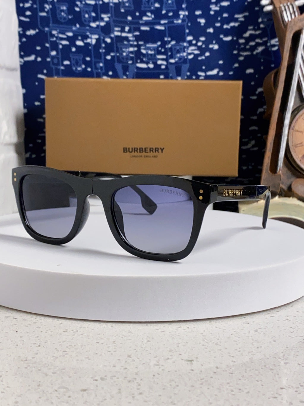 Burberry Folding Fashion Silver Lens Sunglasses for Men & Women