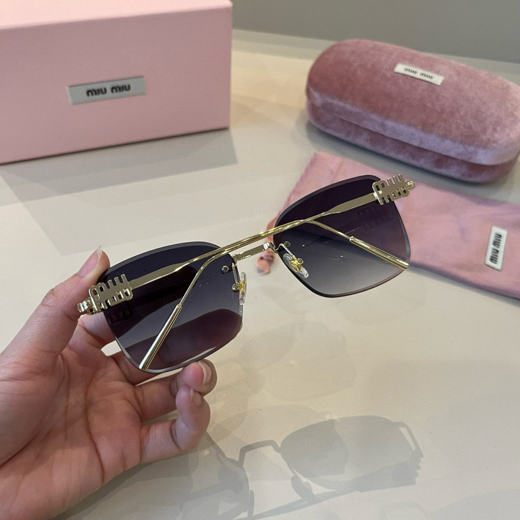 Miu Miu Lightweight Rimless Silver Lens Sunglasses for Women - 372413 - detail image 7