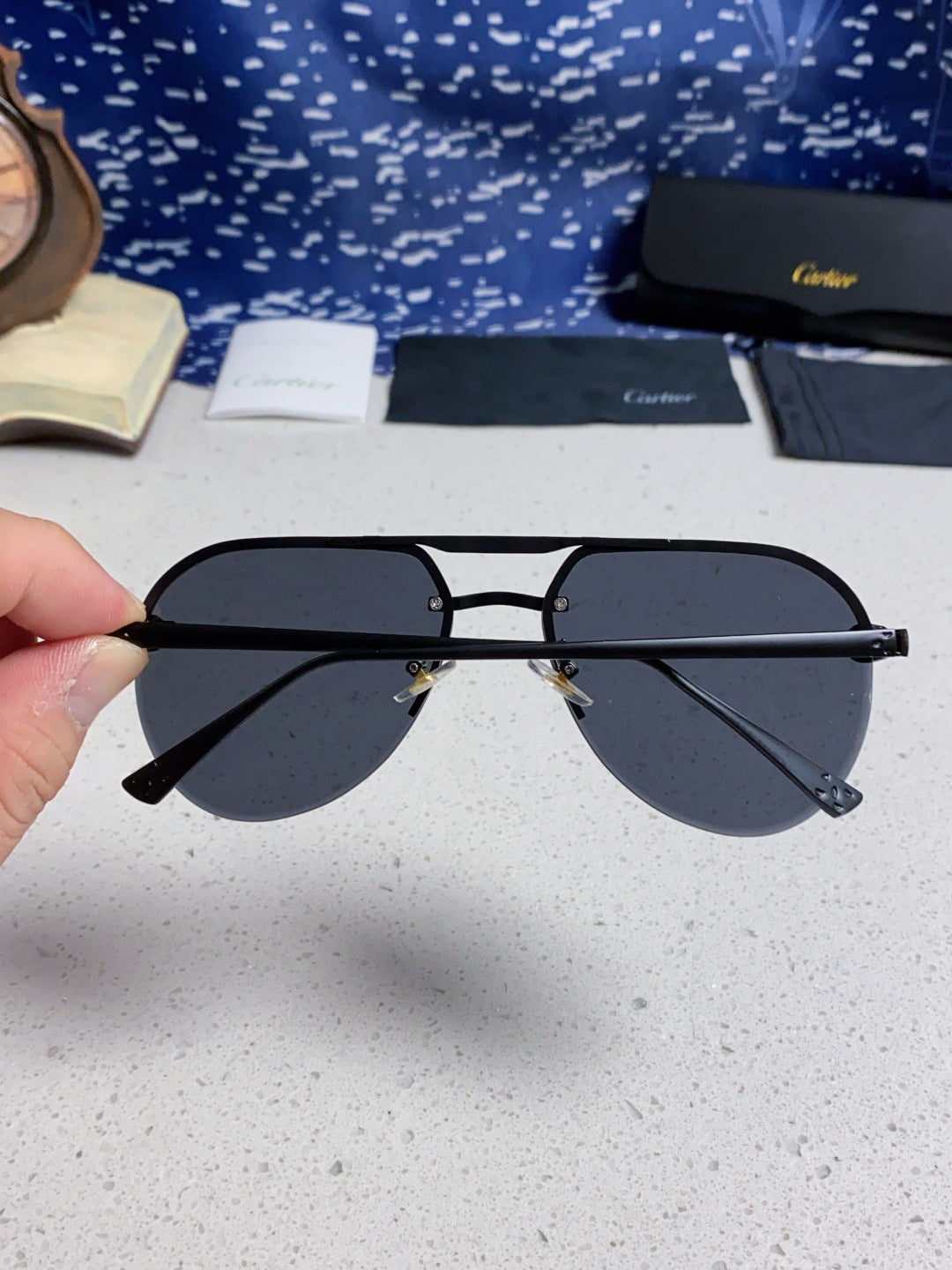 Cartier Metal Round Black Lens Sunglasses for Men & Women - 358540 - detail image 5