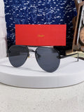 Cartier Metal Round Black Lens Sunglasses for Men & Women - 358540
