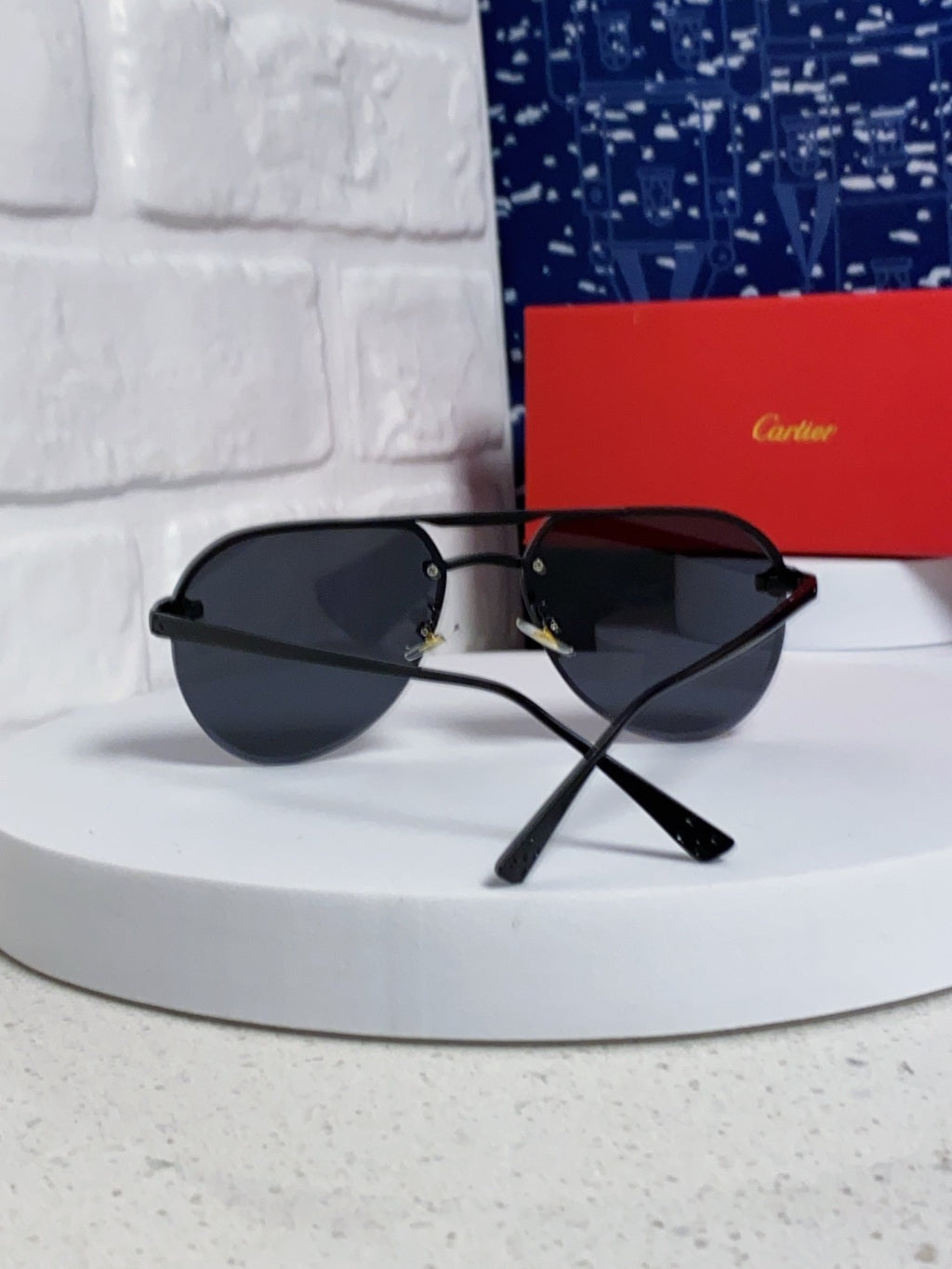 Cartier Metal Round Black Lens Sunglasses for Men & Women - 358540 - detail image 3