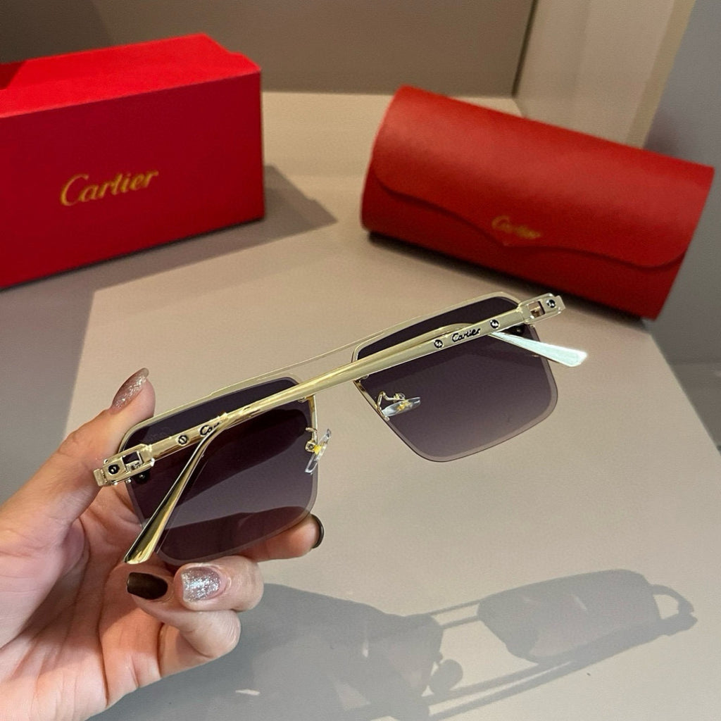 Cartier Lightweight Metal Rimless Gold Lens Sunglasses for Men & Wome - 372248 - detail image 7