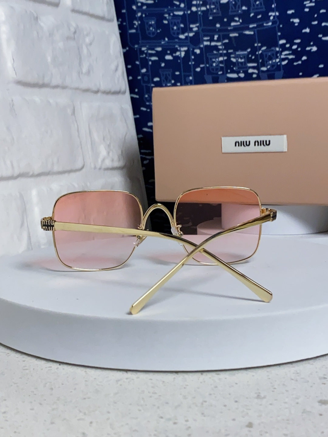 Miu Miu Metal Square Gold Lens Sunglasses for Men & Women - 416160 - detail image 3