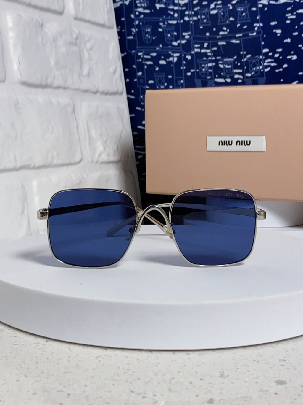 Miu Miu Metal Square Blue Lens Sunglasses for Men & Women - 867222 - detail image 2