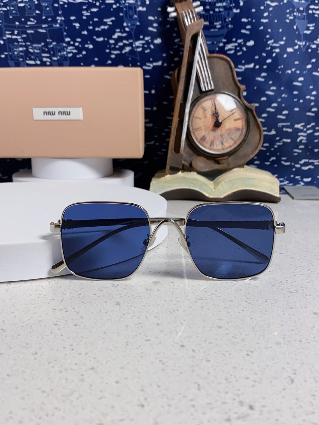 Miu Miu Metal Square Blue Lens Sunglasses for Men & Women - 867222 - detail image 9