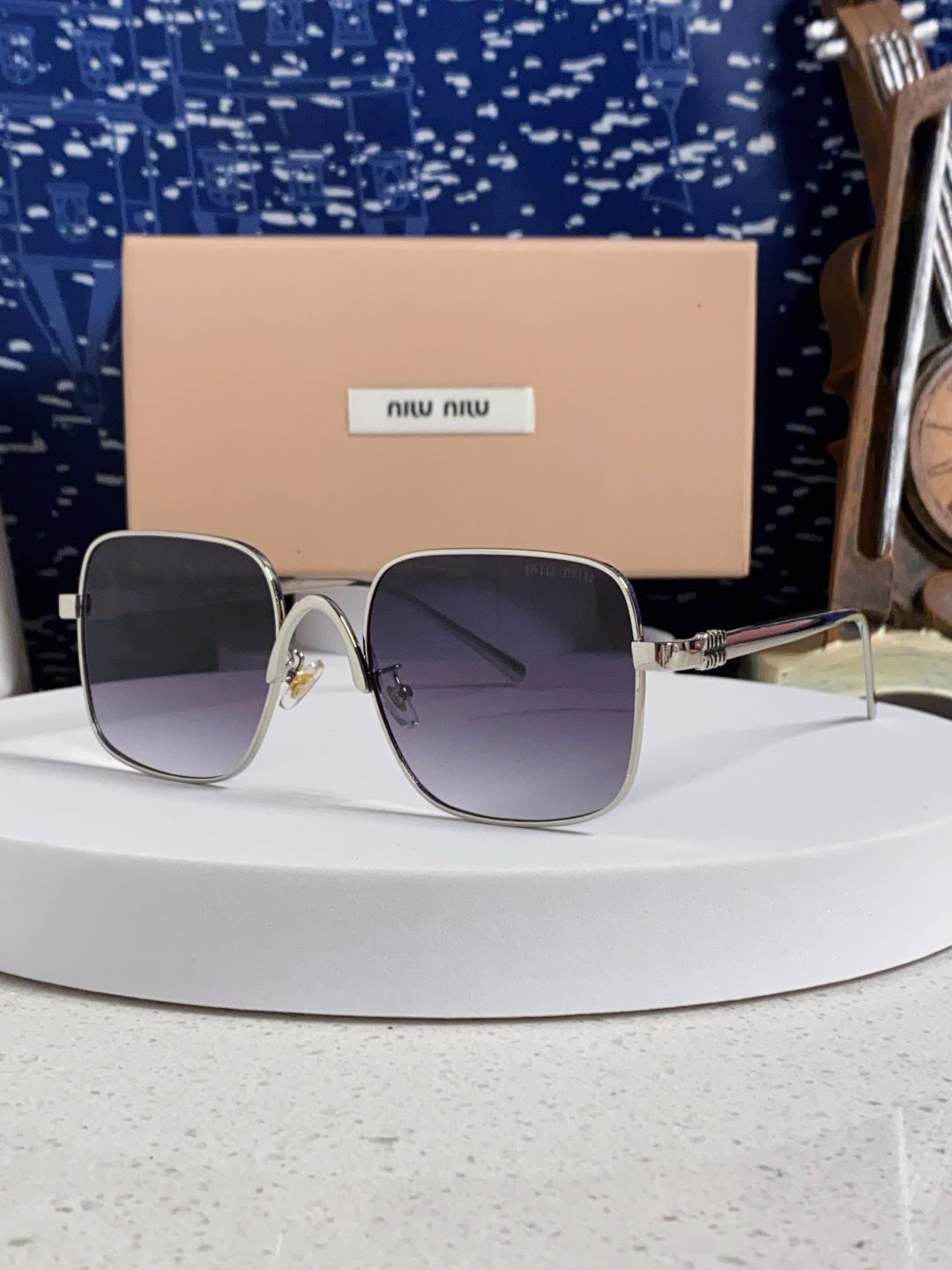 Miu Miu Metal Square Silver Lens Sunglasses for Men & Women - 867224