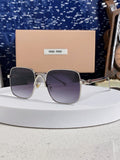 Miu Miu Metal Square Silver Lens Sunglasses for Men & Women - 416163