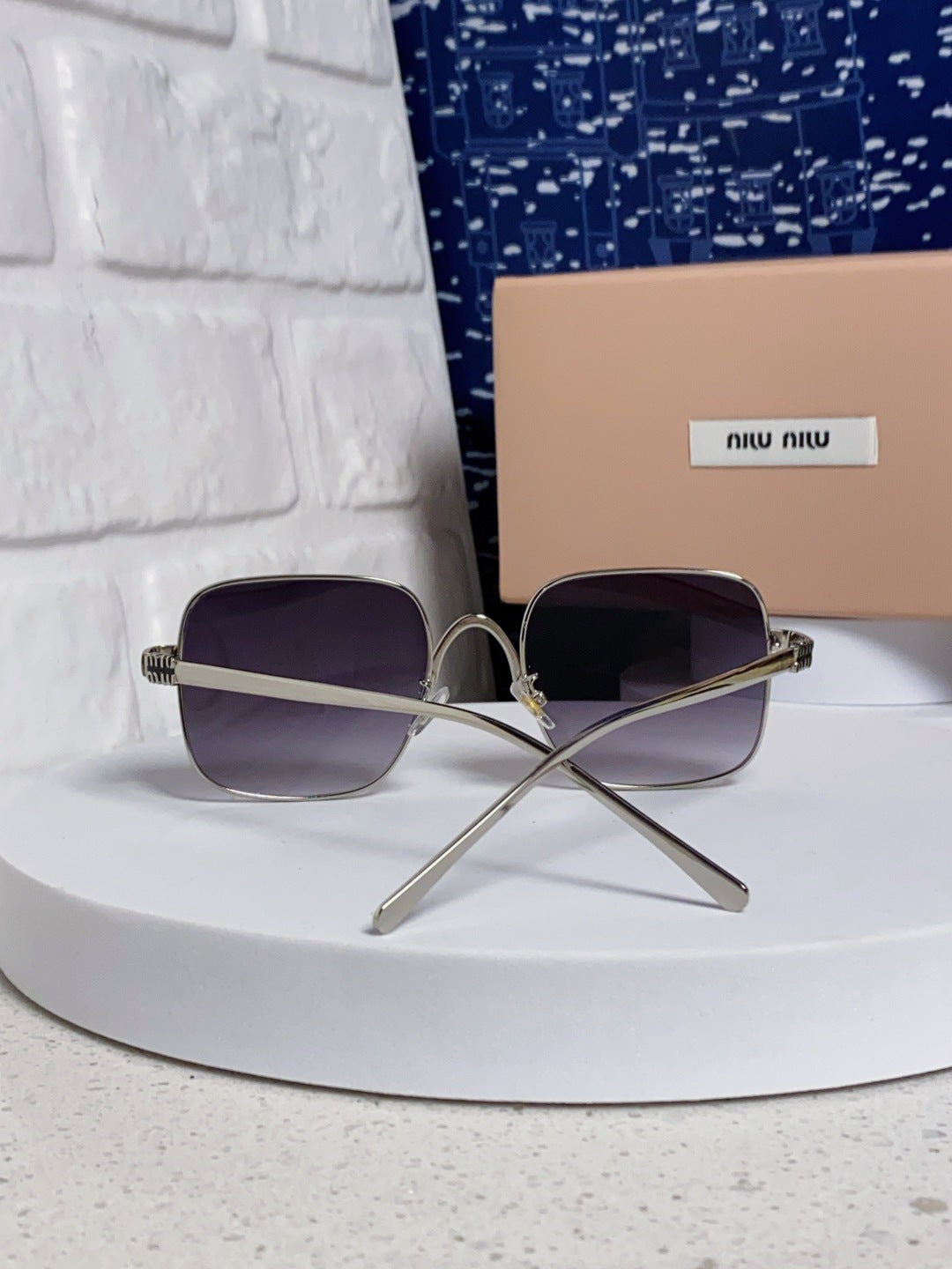 Miu Miu Metal Square Silver Lens Sunglasses for Men & Women - 867224 - detail image 3