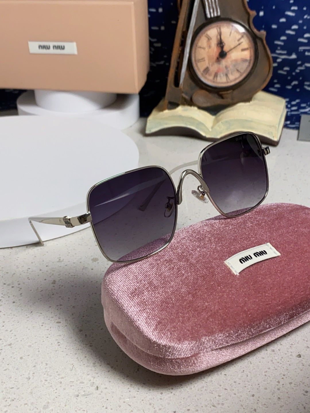 Miu Miu Metal Square Silver Lens Sunglasses for Men & Women - 867224 - detail image 10