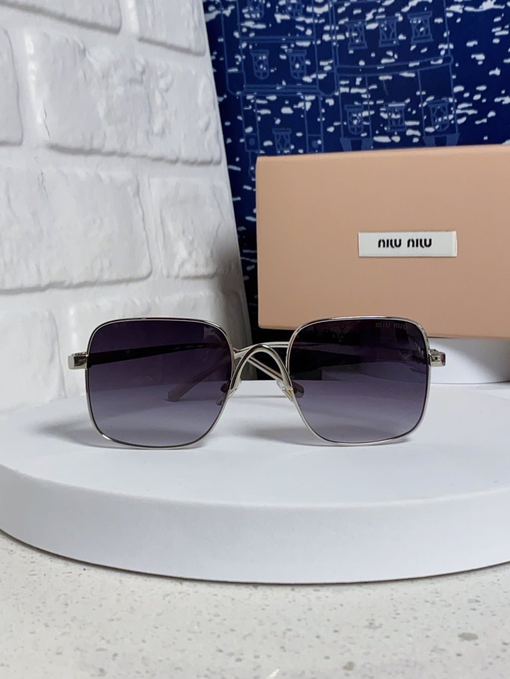 Miu Miu Metal Square Silver Lens Sunglasses for Men & Women - 432636 - detail image 2