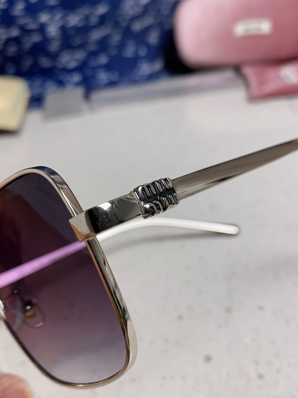 Miu Miu Metal Square Silver Lens Sunglasses for Men & Women - 432636 - detail image 7