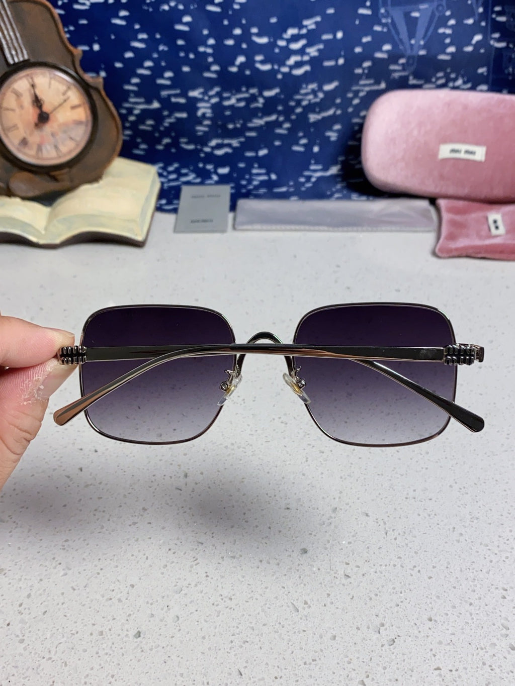 Miu Miu Metal Square Silver Lens Sunglasses for Men & Women - 416163 - detail image 5