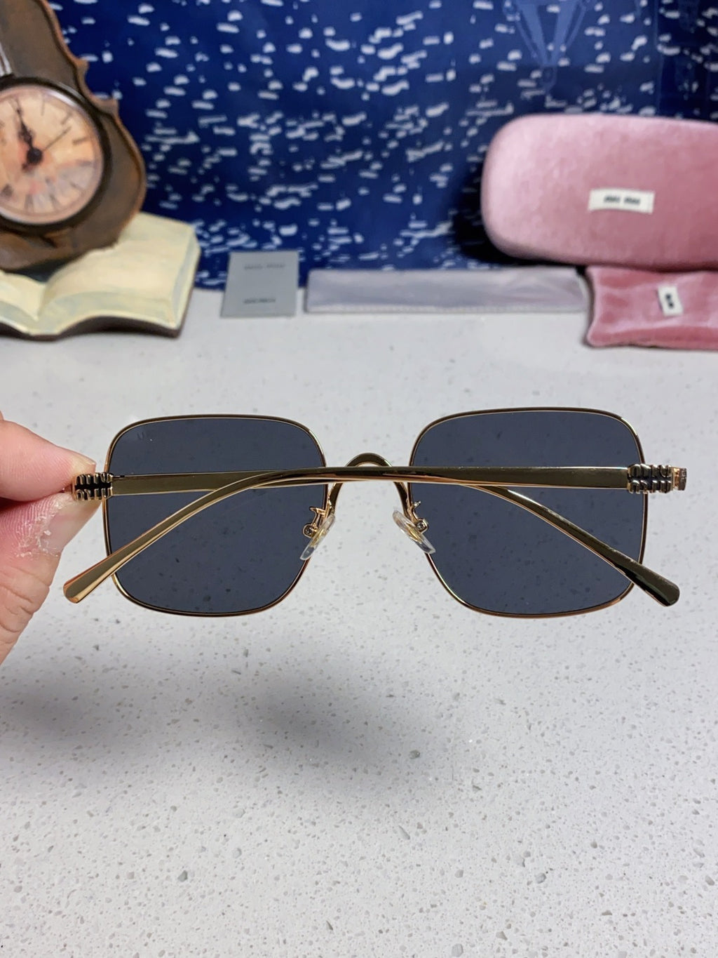 Miu Miu Metal Square Black Lens Sunglasses for Men & Women - 416164 - detail image 5