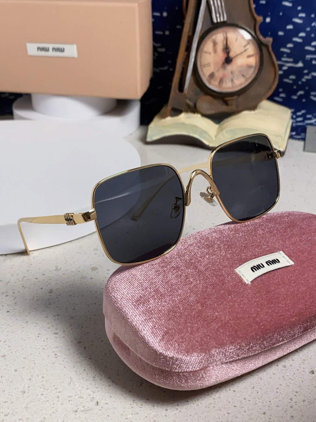 Miu Miu Metal Square Black Lens Sunglasses for Men & Women - 158616 - detail image 10
