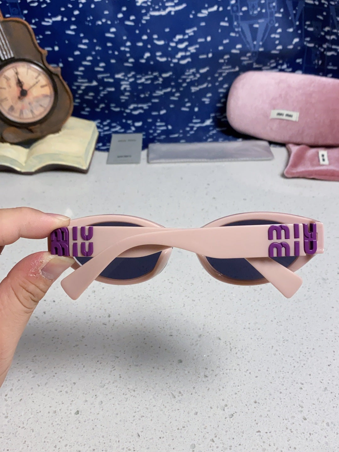 Miu Miu Cat-Eye Blue Lens Sunglasses for Women - 416154 - detail image 5