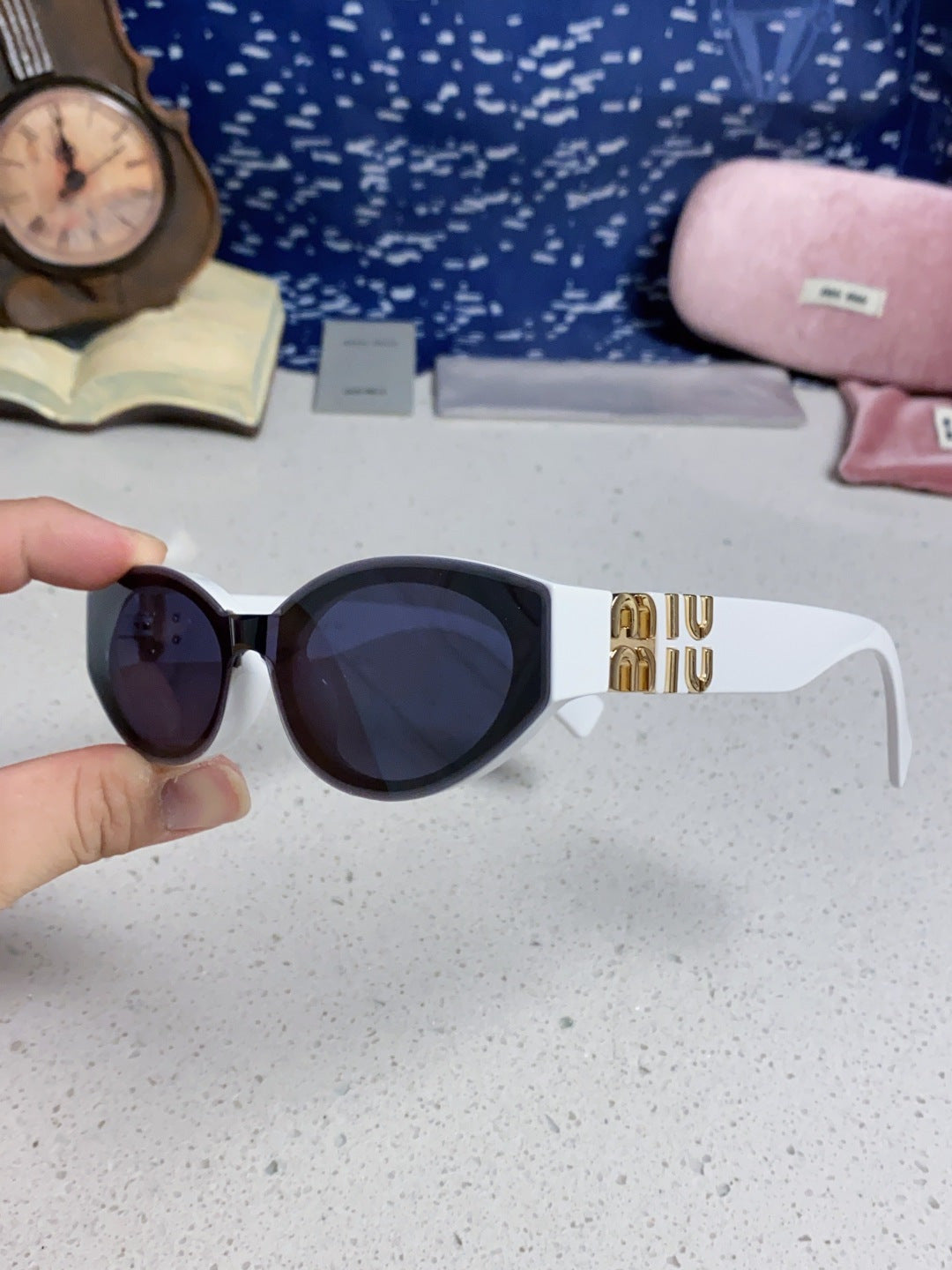 Miu Miu Cat-Eye Blue Lens Sunglasses for Women - 416157 - detail image 6