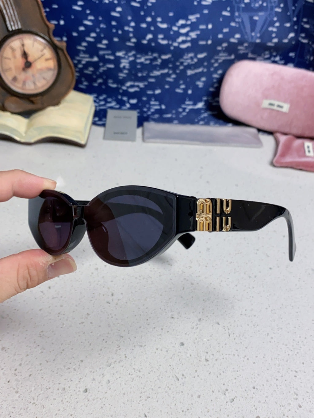 Miu Miu Cat-Eye Black Lens Sunglasses for Women - 416159 - detail image 6