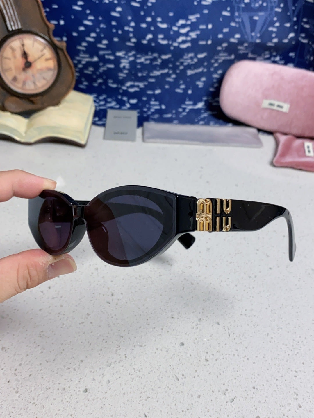 Miu Miu Cat-Eye Black Lens Sunglasses for Women - 416159 - detail image 6