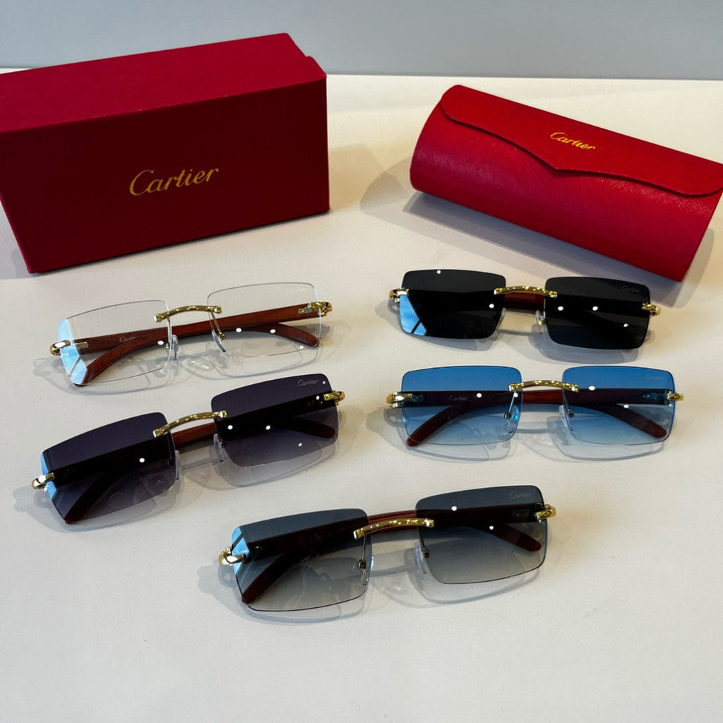 Cartier Lightweight Metal Rimless Silver Lens Sunglasses for Men & Wo - 487289 - detail image 9