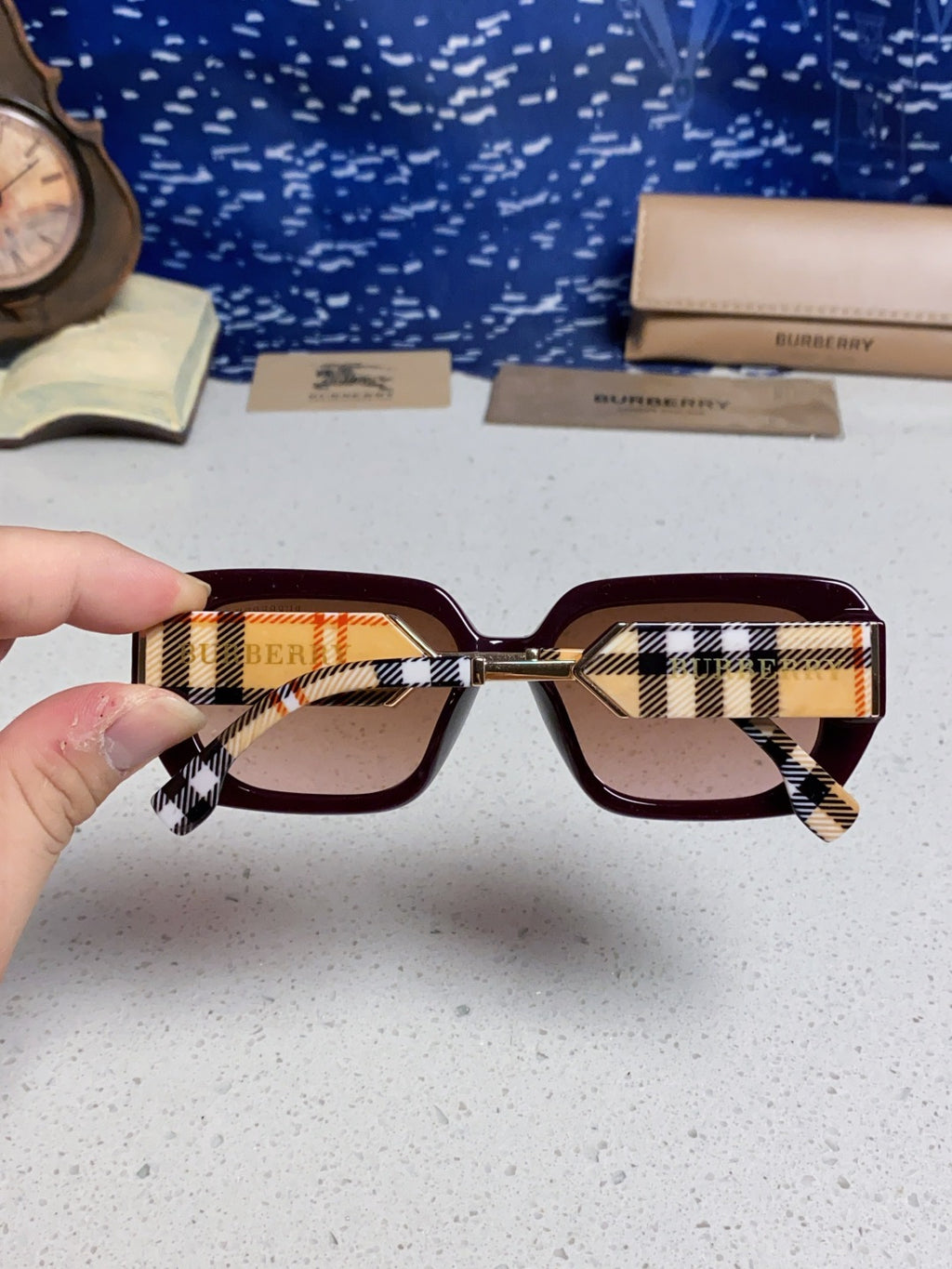 Burberry Rectangular Red Lens Sunglasses for Men & Women - 416076 - detail image 5