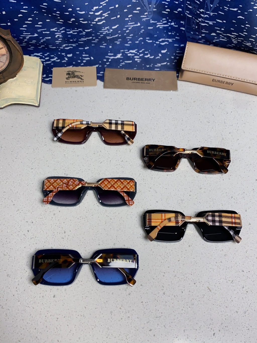 Burberry Rectangular Blue Lens Sunglasses for Men & Women - 416078 - detail image 10