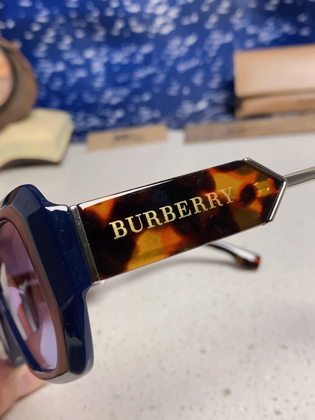 Burberry Rectangular Blue Lens Sunglasses for Men & Women - 416078 - detail image 6
