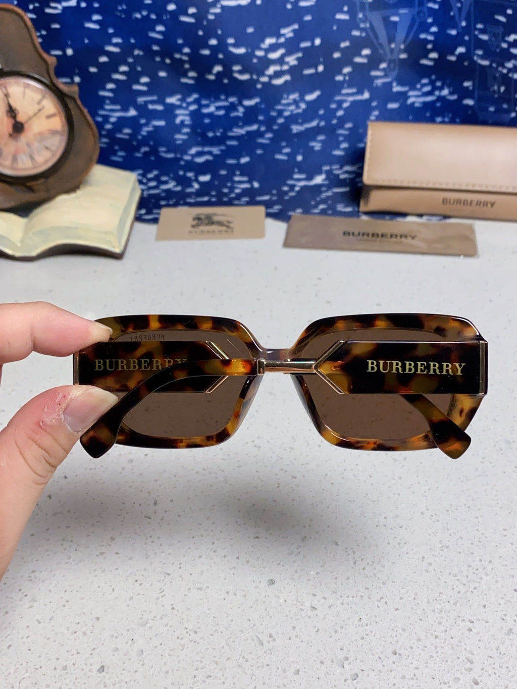 Burberry Rectangular Red Lens Sunglasses for Men & Women - detail image 5