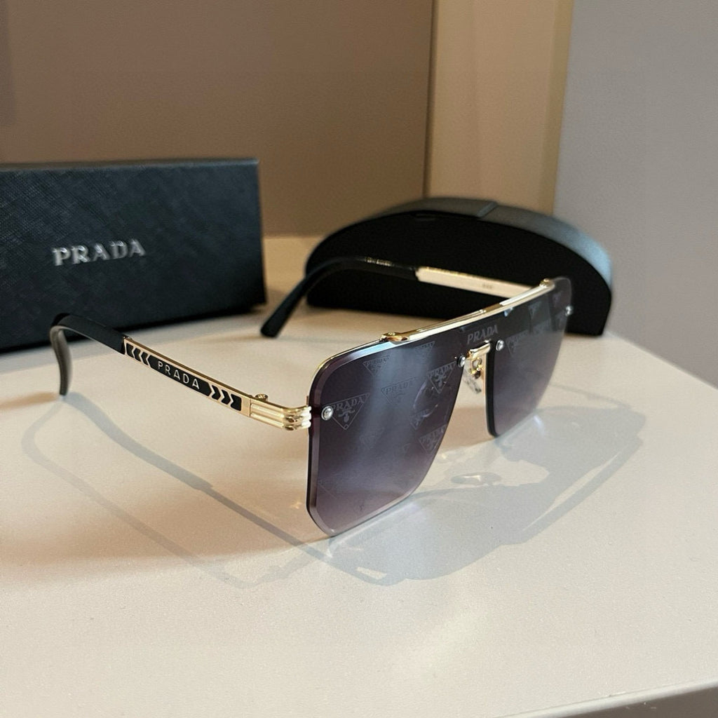 Prada Polarized Fashion Gold Lens Sunglasses for Men - 372122