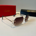 Cartier Lightweight Metal Rimless Red Lens Sunglasses for Men & Women - 432208