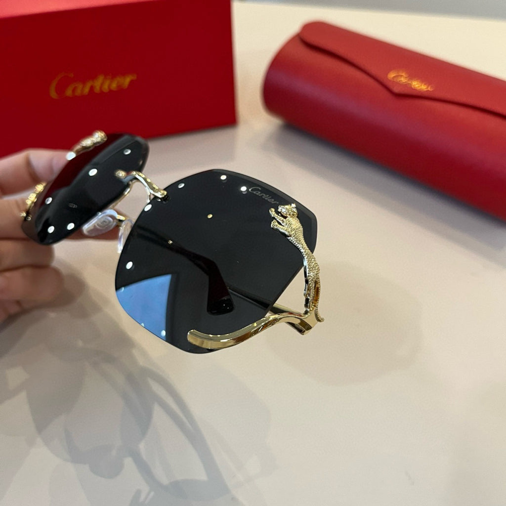 Cartier Lightweight Metal Rimless Silver Lens Sunglasses for Men & Wo - 372183 - detail image 6
