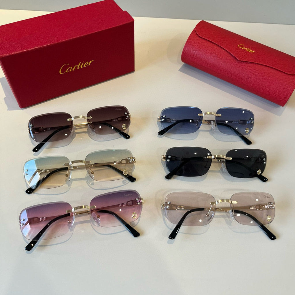 Cartier Lightweight Metal Rimless Silver Lens Sunglasses for Men & Wo - 487336 - detail image 12