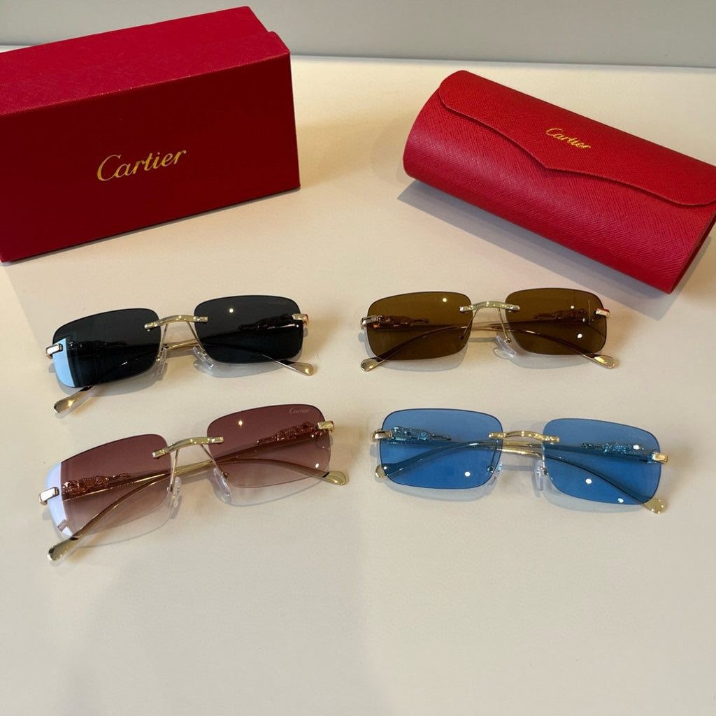 Cartier Lightweight Metal Rimless Brown Lens Sunglasses for Men & Wom - 358485 - detail image 9