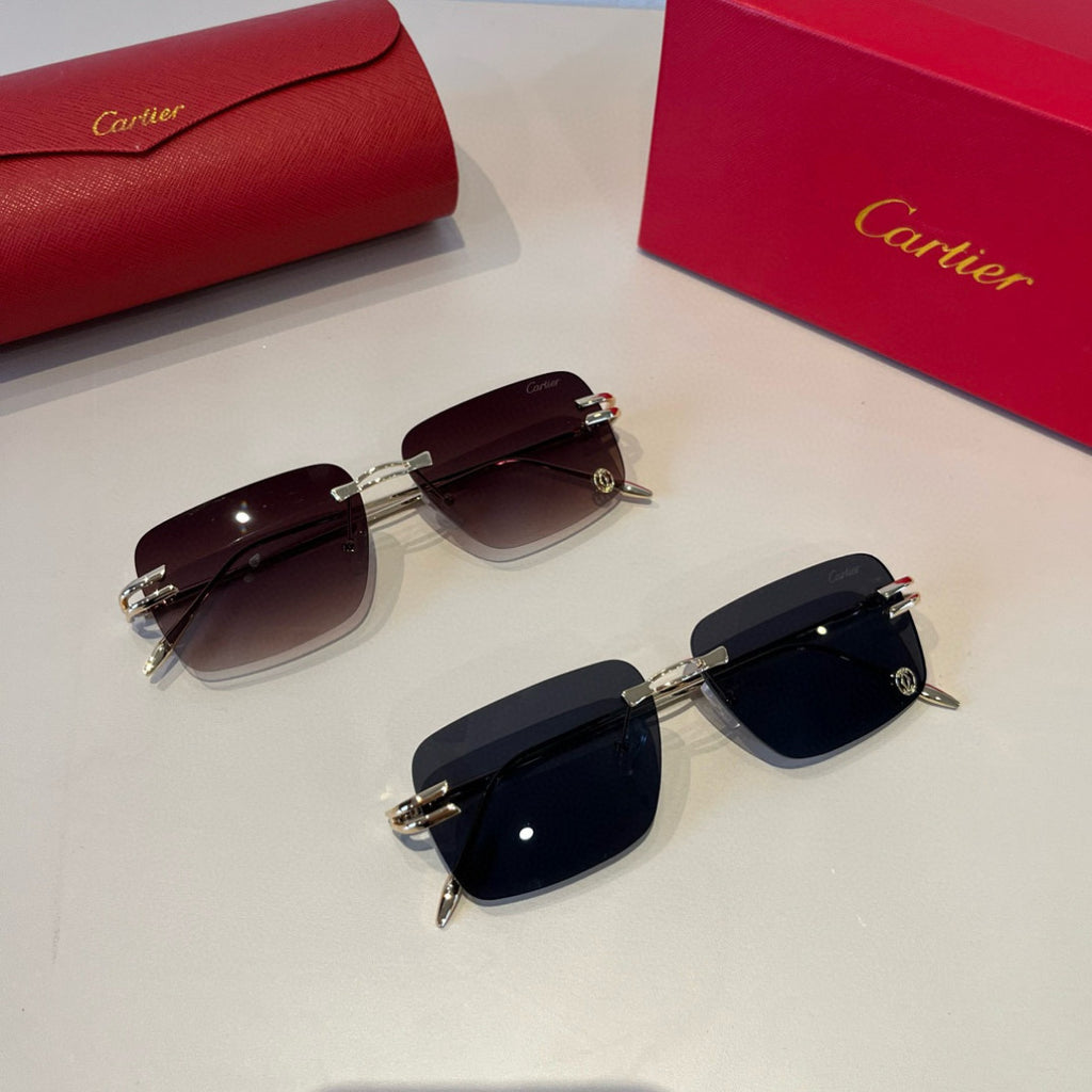 Cartier Lightweight Metal Rimless Red Lens Sunglasses for Men & Women - 935075 - detail image 9