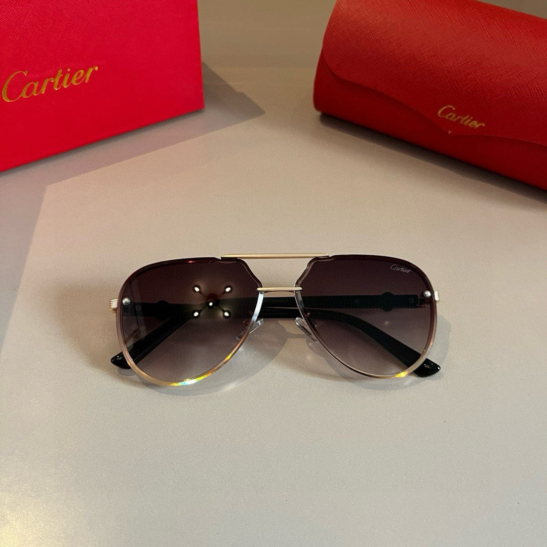 Cartier Metal Fashion Brown Lens Sunglasses for Men & Women - 372178 - detail image 7