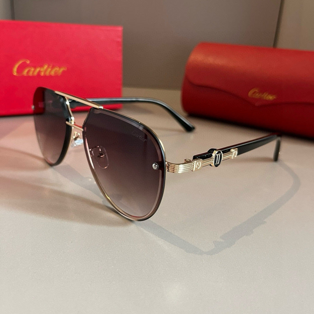 Cartier Metal Fashion Brown Lens Sunglasses for Men & Women - 465769 - detail image 3